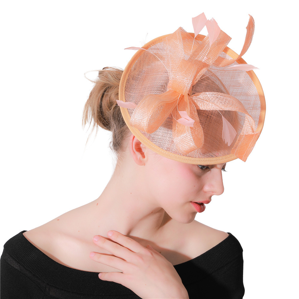 Women'S Fashion Kentucky Derby - champagne Fancy Feather Women Sinamay Hat