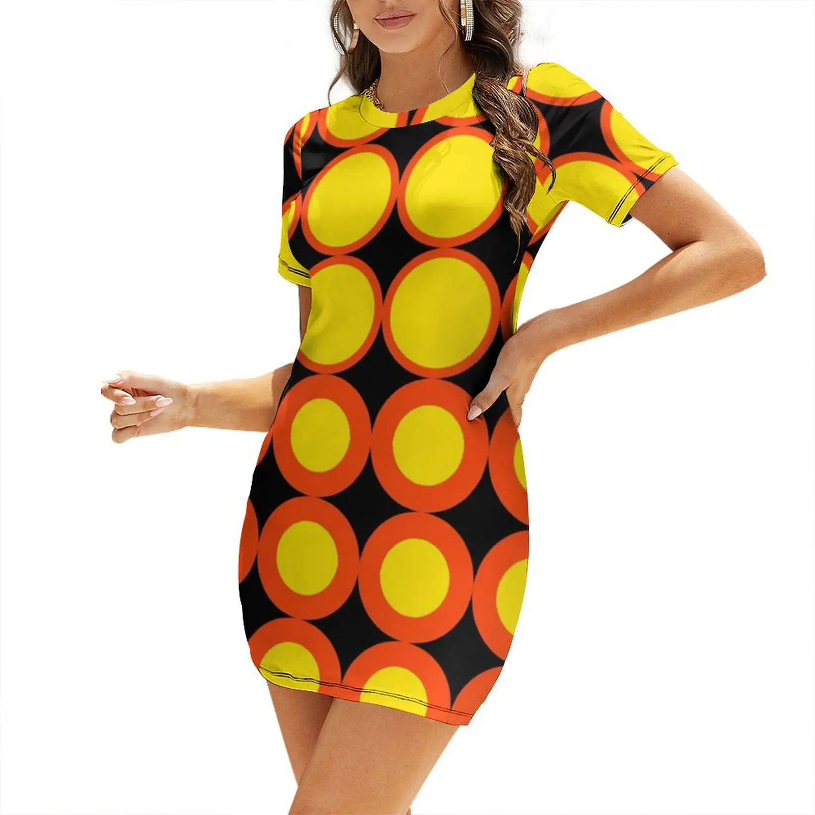 Women'S Fashion In The 60S - 60s Circle Mod Short-Sleeved Dress women's