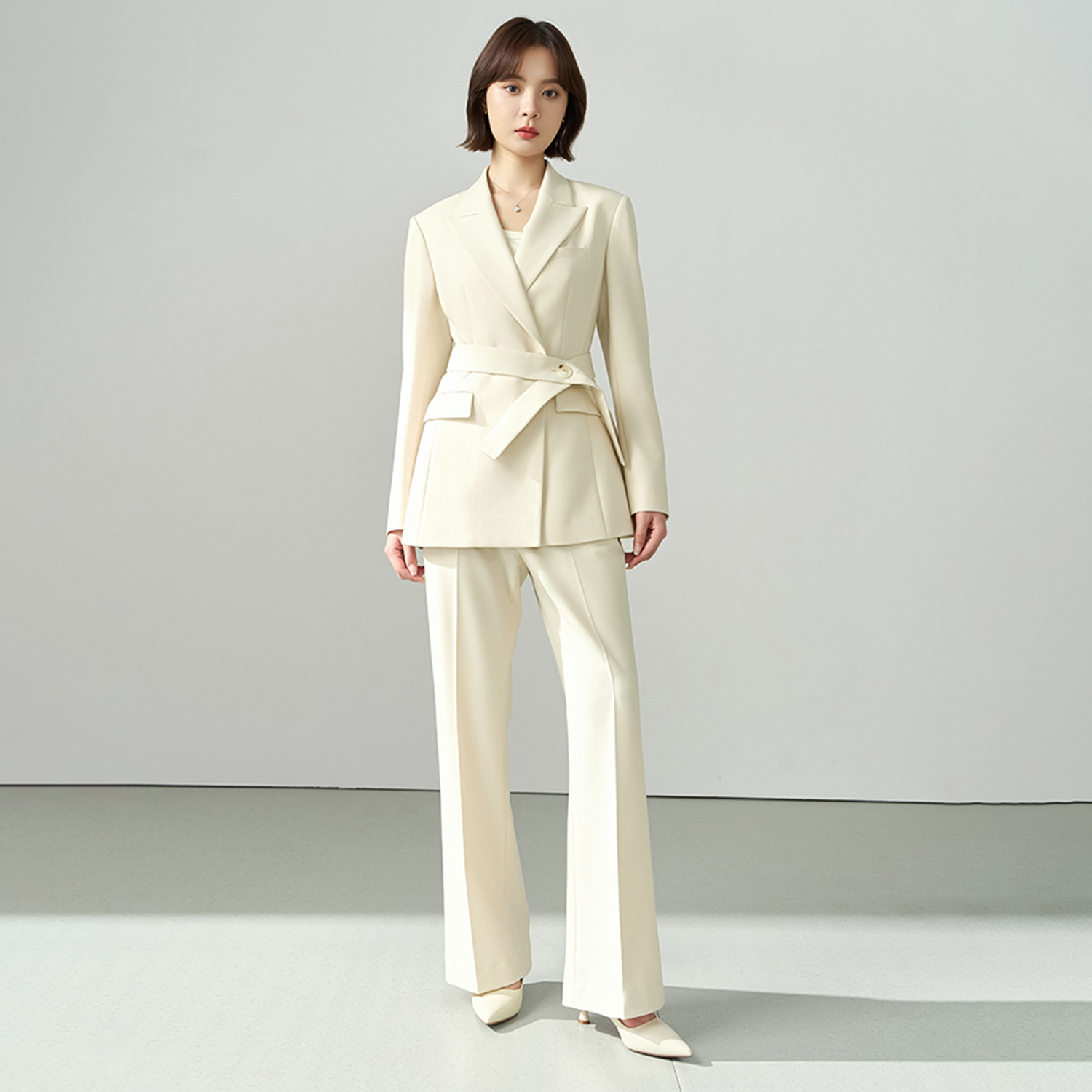 Women'S Fashion Blazer - Allingentle Ivory Women's 2 Piece Set