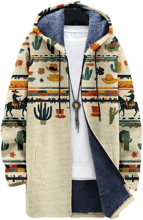 Longline Cardigan Knit - Men's Aztec Jacket Cardigan Western Cowboy