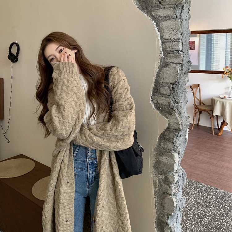Longline Cardigan Knit - Long Knitted Sweater Women's Autumn Winter