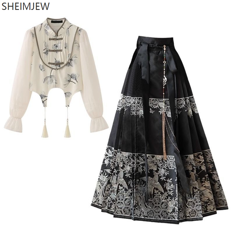 Women'S Fashion Designer Clothes - Chinese Style Horse Face Skirt Improved