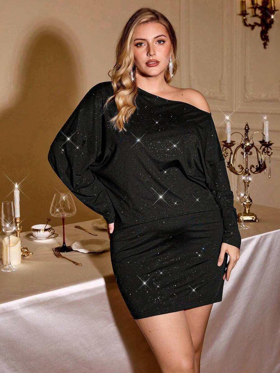 Plus Size Off Shoulder Sequin  - Women Fashion Wear のレビューと価格