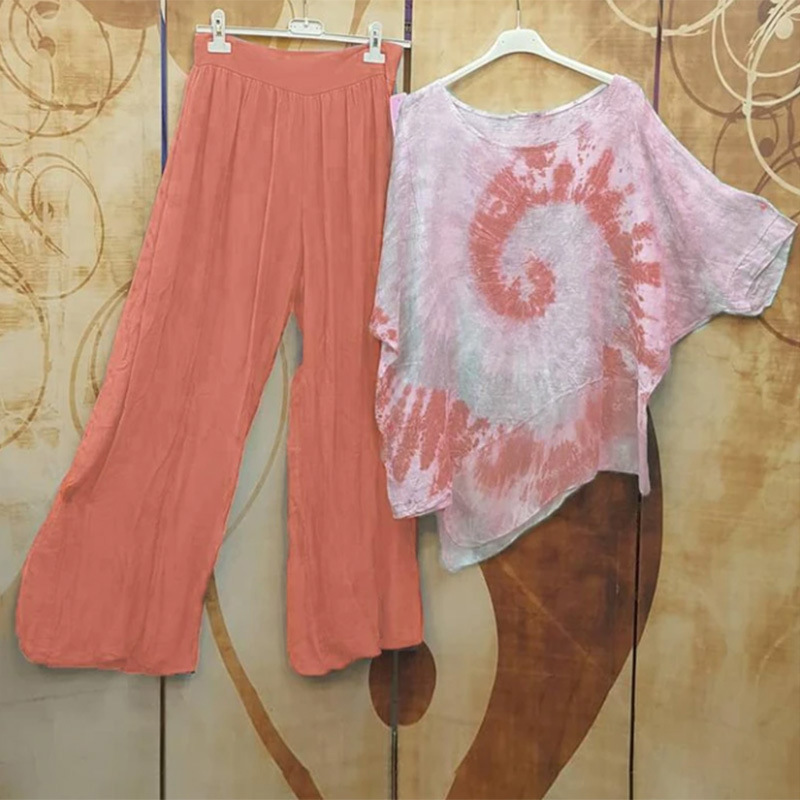Tie-dye Crew Neck Printed Top  - Tie Dye Two Piece のレビューと価格