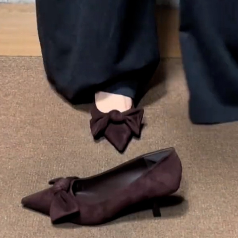 French Pointed-toe Bow Suede S - Women Fashion Trend 2025 のレビューと価格