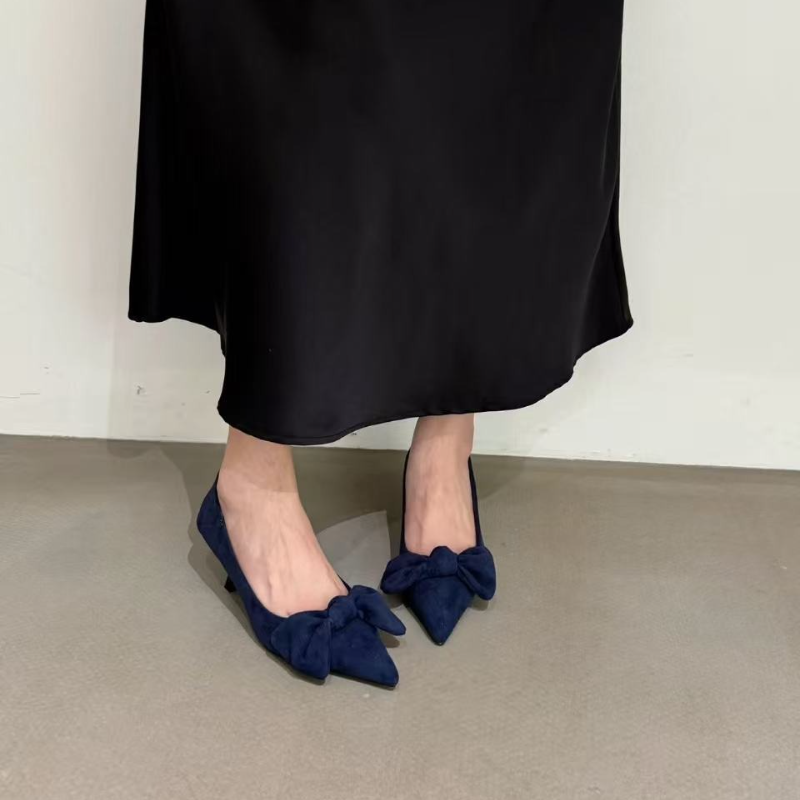 French Pointed-toe Bow Suede S - Women Fashion Trend 2025 のレビューと価格