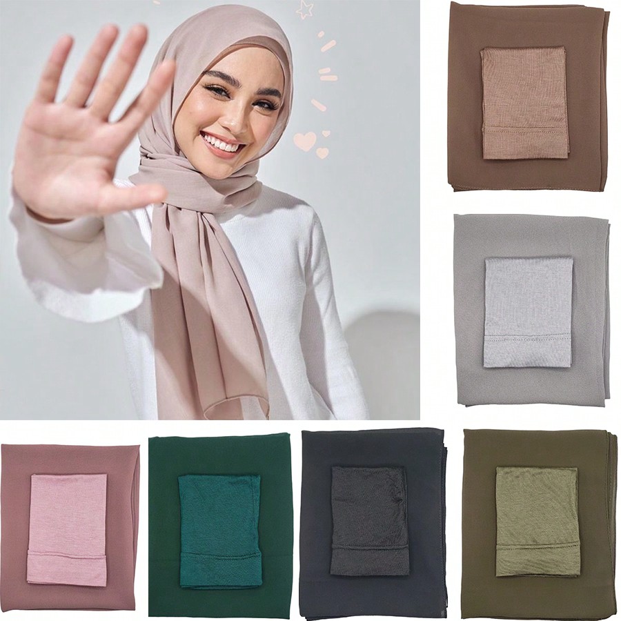 2Pcs/Set Women's Hijab Scarf A - Women Fashion Wear のレビューと価格