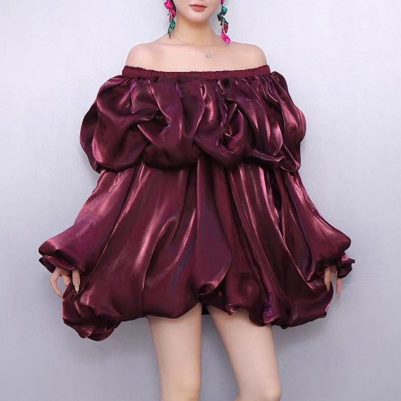 SuperAen Slash Neck Three-dime - Women Top Fashion のレビューと価格