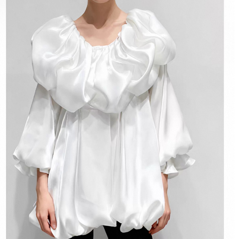 SuperAen Slash Neck Three-dime - Women Top Fashion のレビューと価格