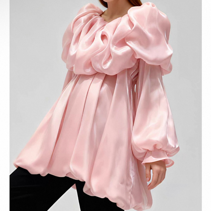 SuperAen Slash Neck Three-dime - Women Top Fashion のレビューと価格