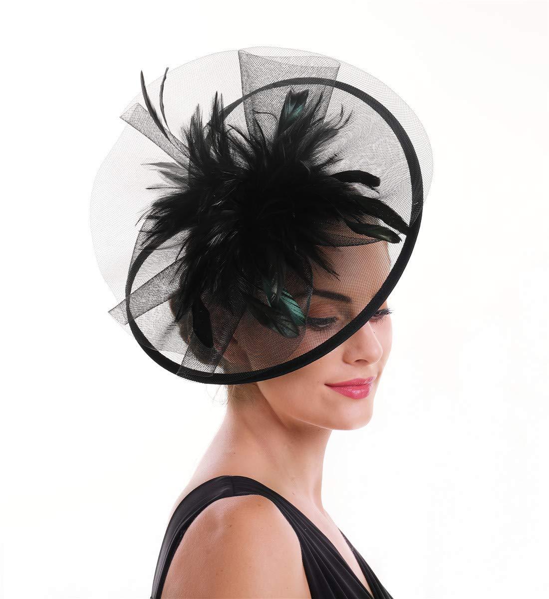 Women Feather Fascinator Hat M - Women'S Fashion Kentucky Derby のレビューと価格