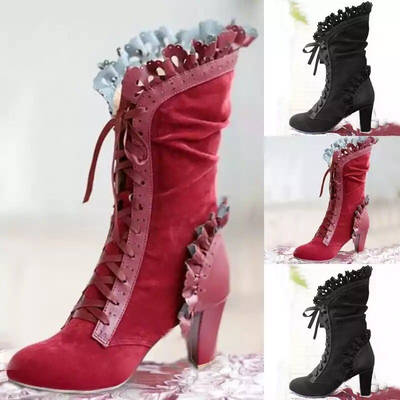 Winter Lace Up Ladies High Hee - Women'S Fashion Victorian のレビューと価格