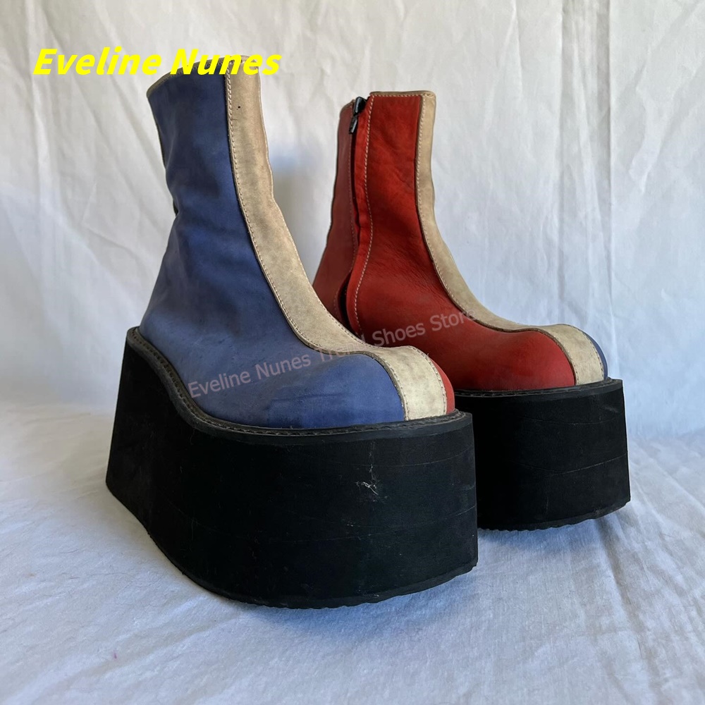 Y2K Red Blue Platform Ankle Bo - Women'S Fashion Trends のレビューと価格