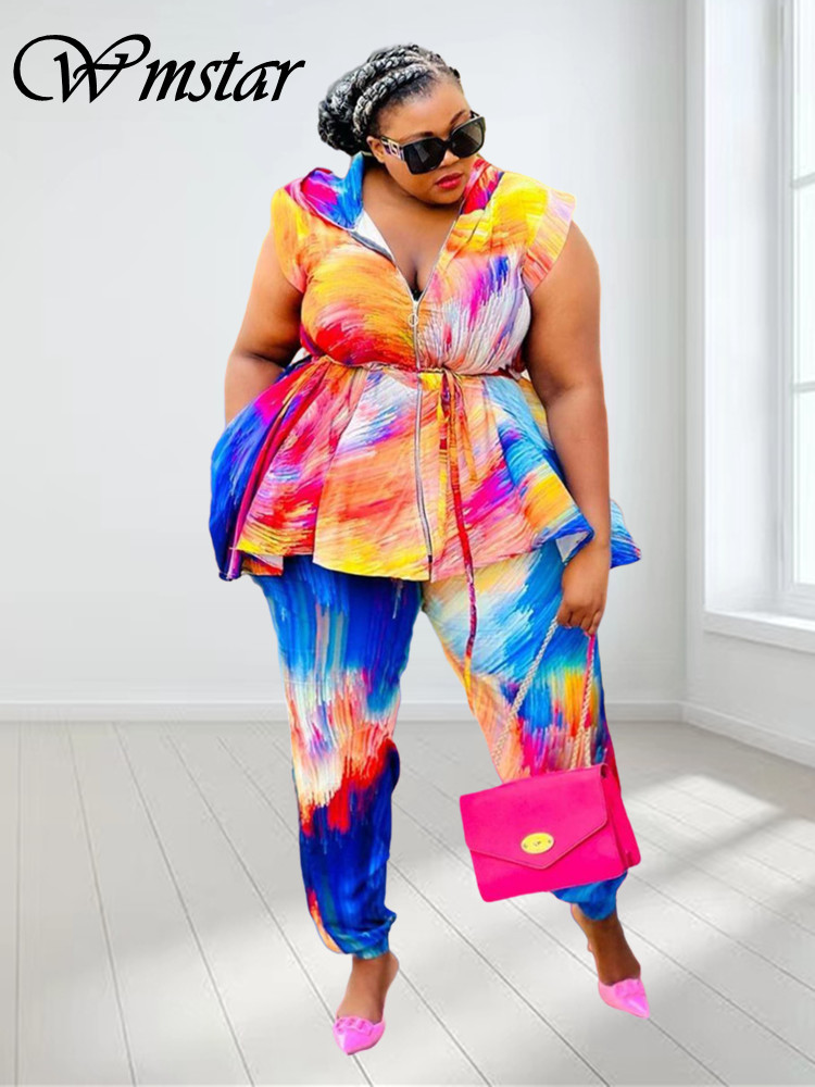 Wmstar Plus Size Women Clothin - Tie Dye Two Piece のレビューと価格