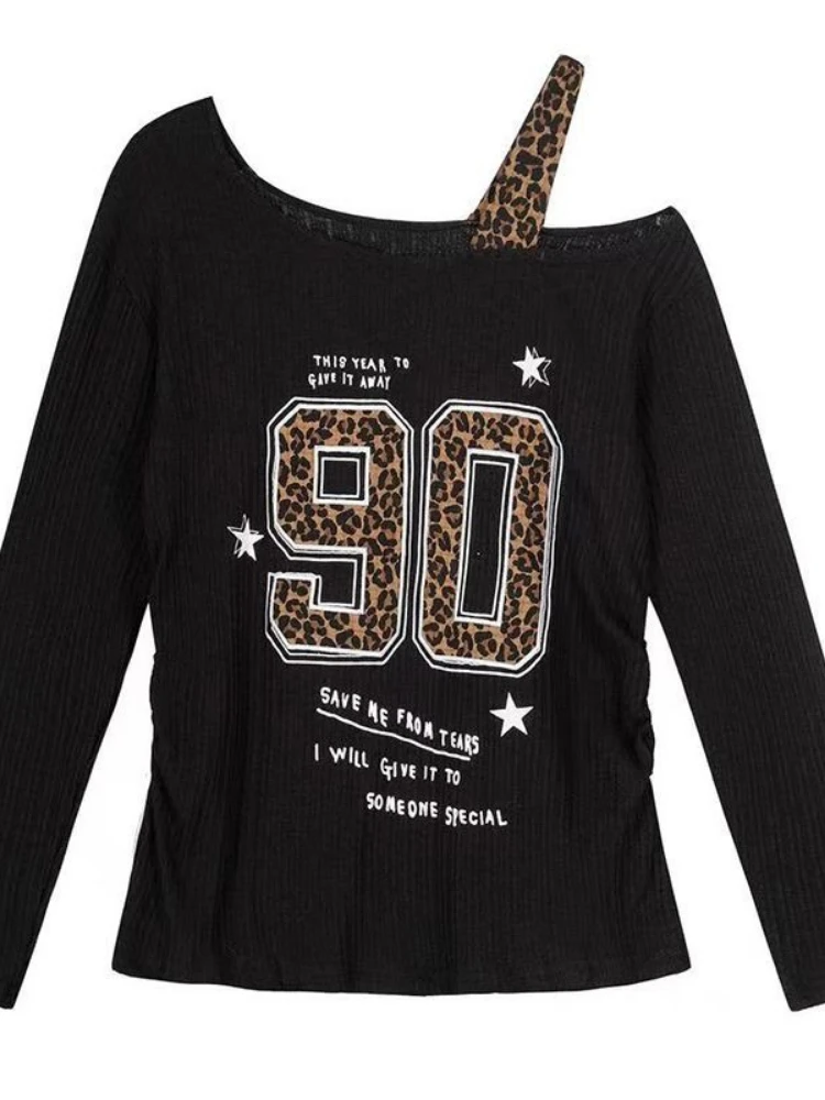 Y2K Patchwork Leopard Print T- - Women Top Fashion のレビューと価格