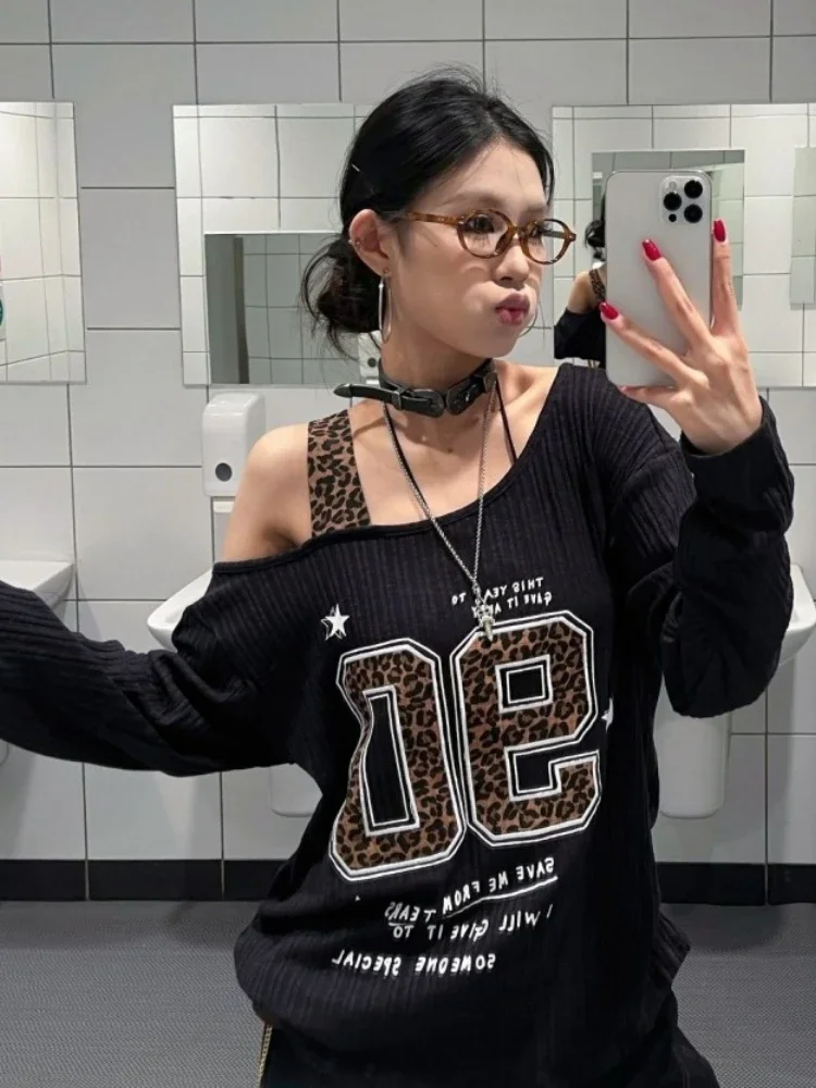 Y2K Patchwork Leopard Print T- - Women Top Fashion のレビューと価格