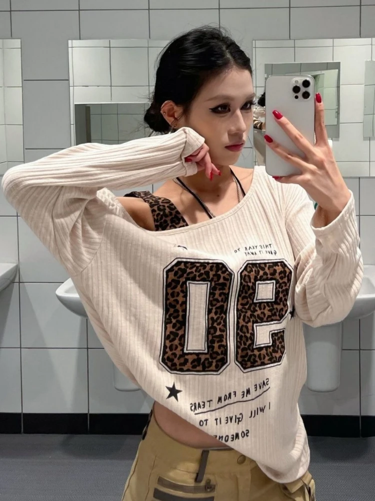 Y2K Patchwork Leopard Print T- - Women Top Fashion のレビューと価格