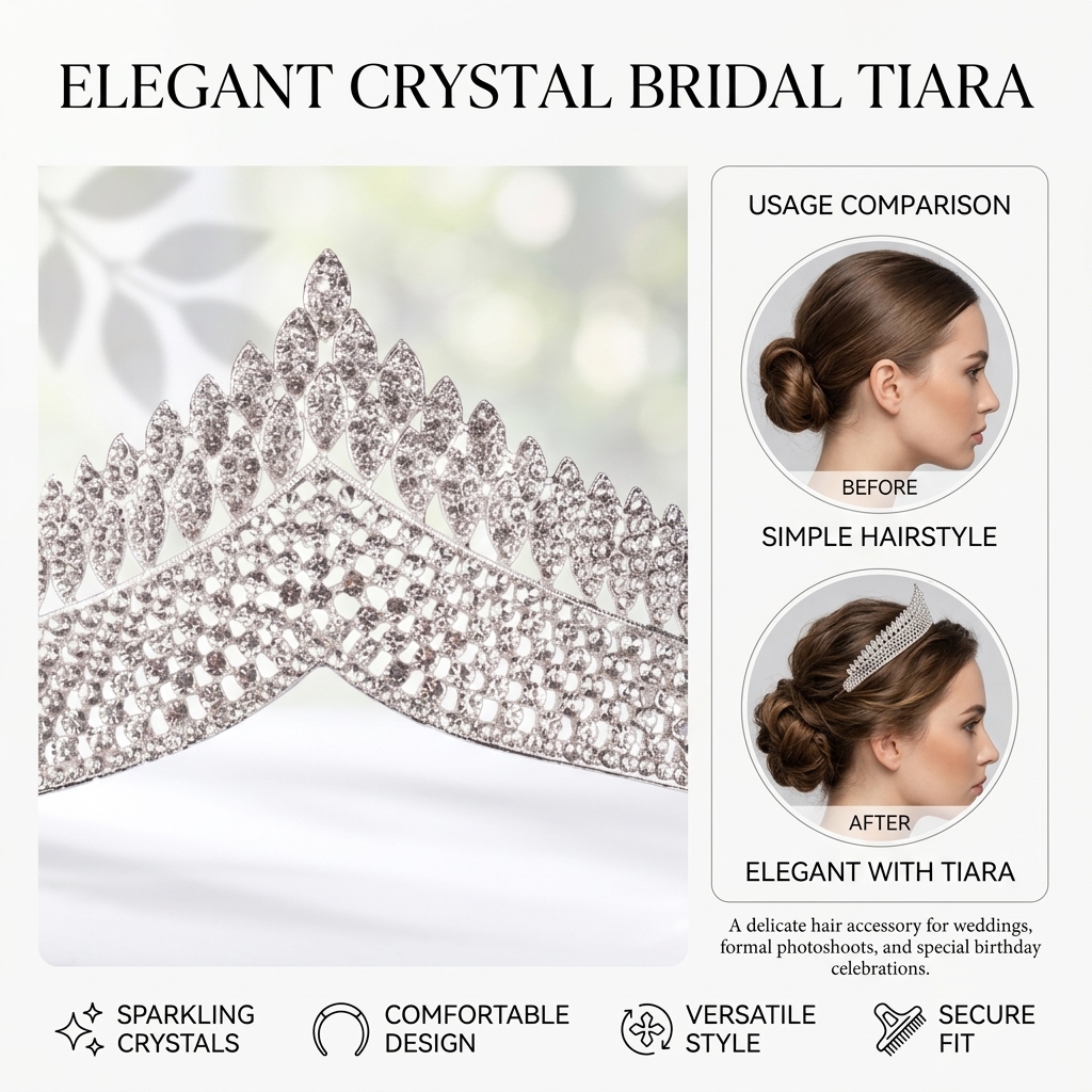 Crystal Tiara-Bridal Hairpiece - Women Fashion Designer のレビューと価格