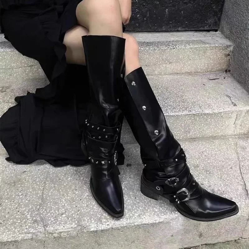 Fashion Women Punk Knee-High P - Women'S Fashion Trends のレビューと価格