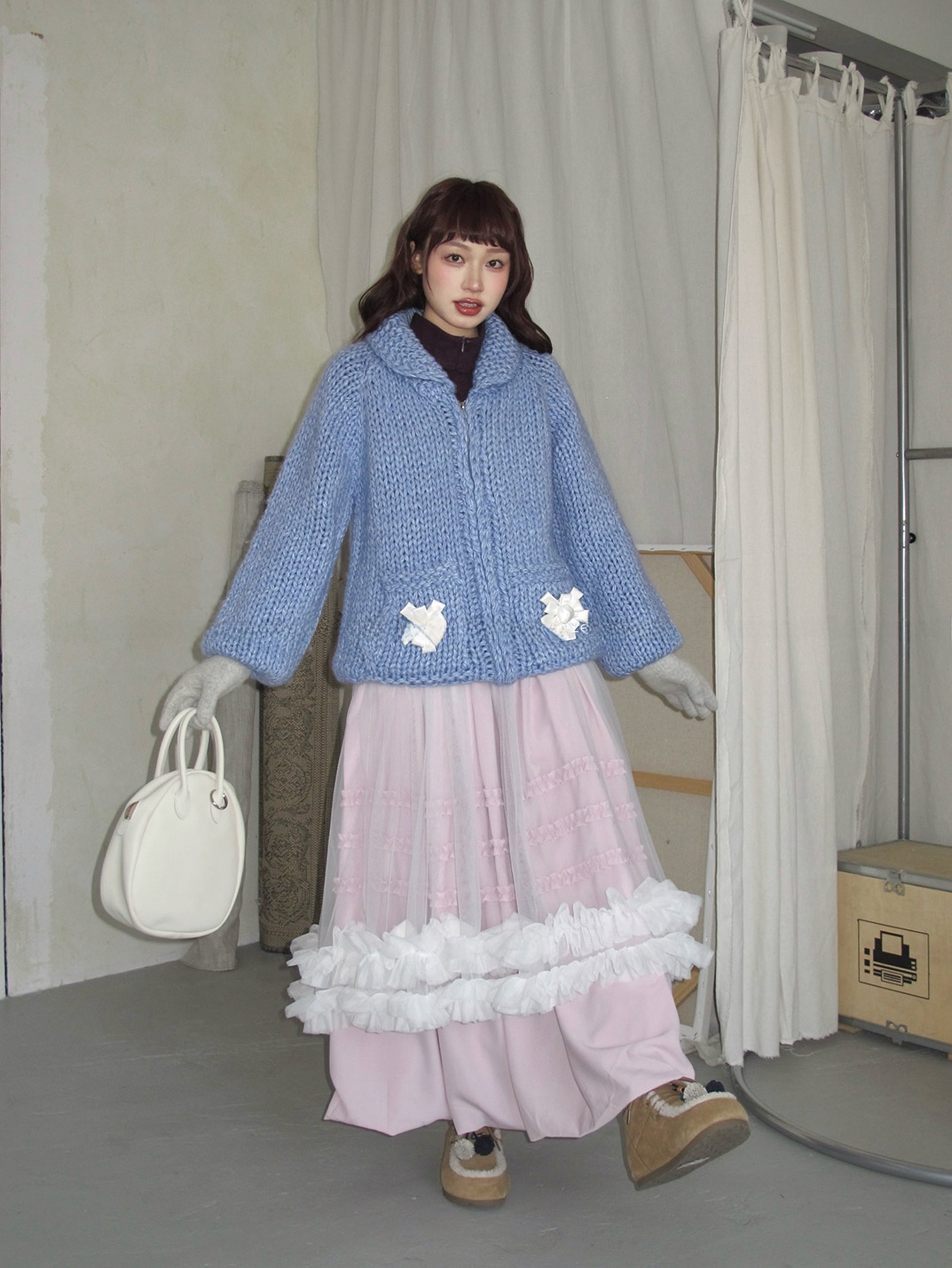 Korean Style Lazy Feel Handmad - Longline Cardigan Knit のレビューと価格