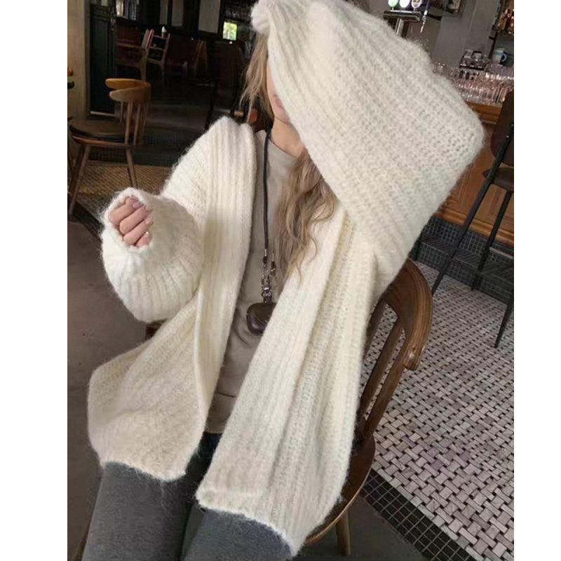 Chunky Knit Open Front Hooded  - Longline Cardigan Knit のレビューと価格