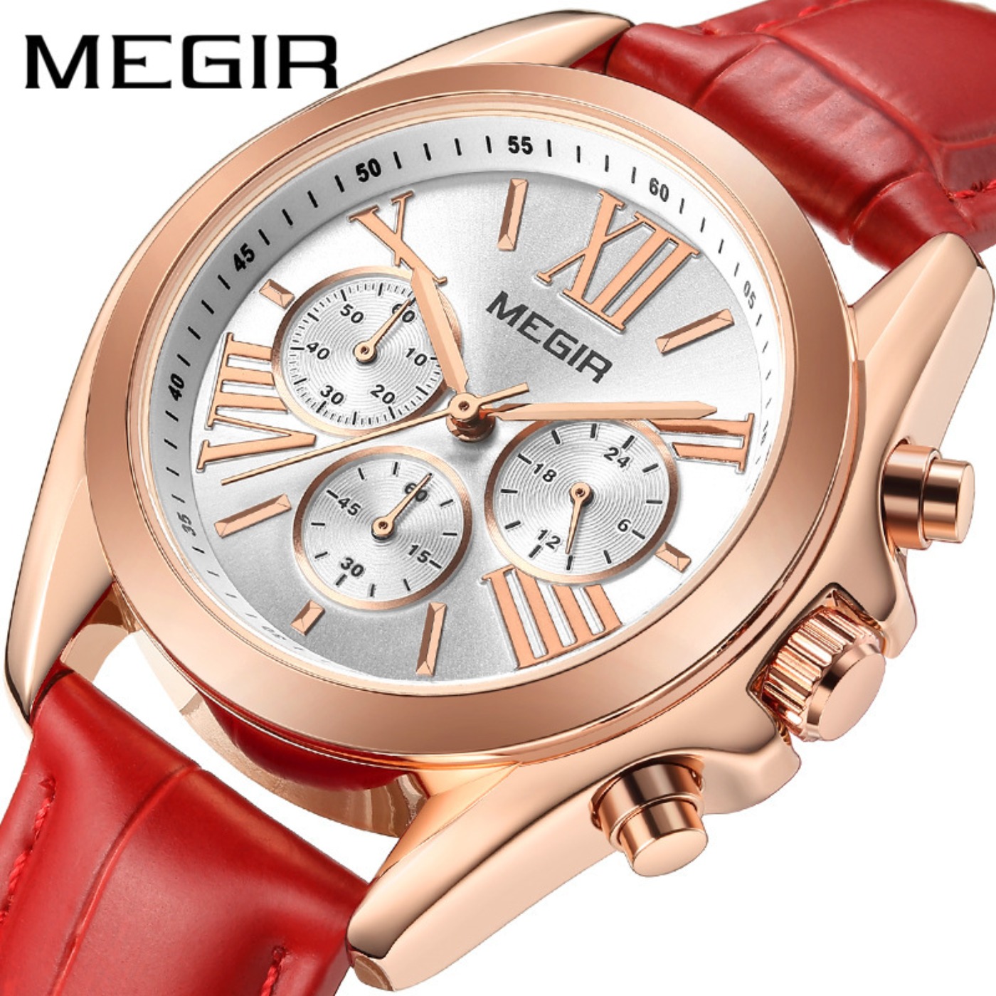 MEGIR New Luxury Leather Watch - Women Fashion Brand のレビューと価格