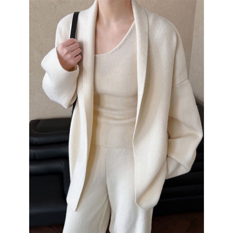 A new French minimalist and hi - Longline Cardigan Knit のレビューと価格