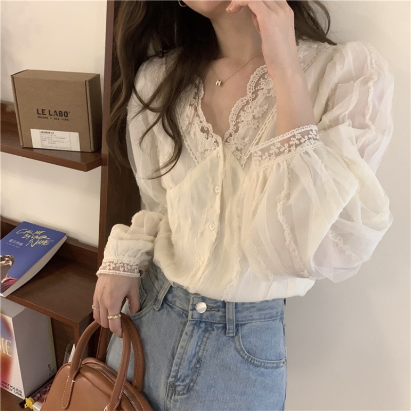 Shirts Women Lace Patchwork Fa - Women'S Fashion Designer Clothes のレビューと価格