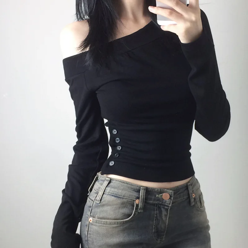Y2K Vintage Pleated Button T-S - Women Top Fashion のレビューと価格