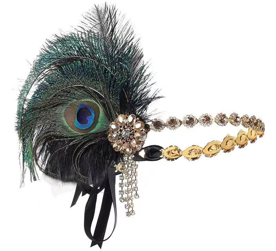 Peacock Feather Elastic Hair B - Women'S Fashion In The 1920S のレビューと価格