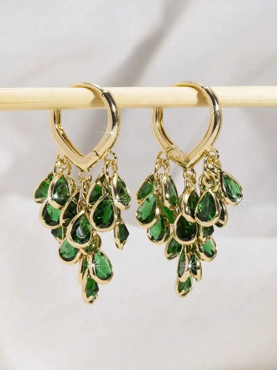Elegant Gold Tone Teardrop Zir - Women Fashion Wear のレビューと価格