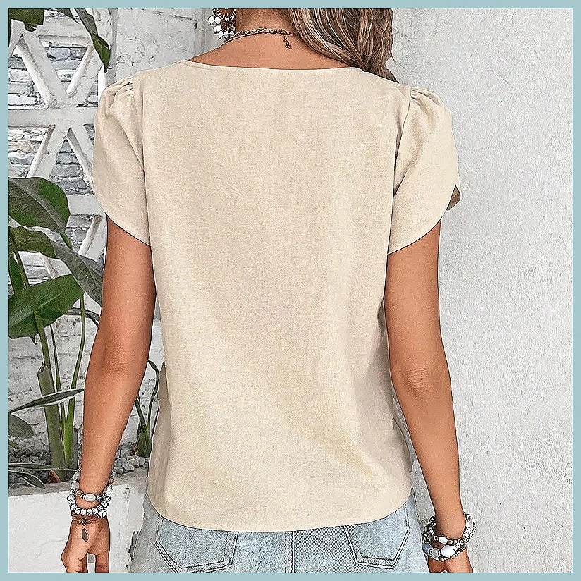 2024 Summer Vintage Solid Colo - Women Top Fashion のレビューと価格