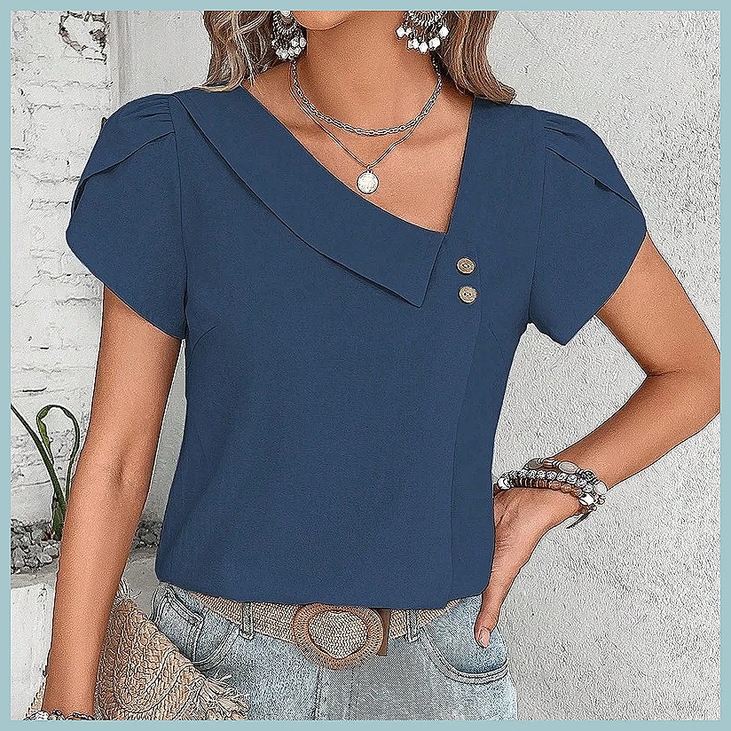 2024 Summer Vintage Solid Colo - Women Top Fashion のレビューと価格