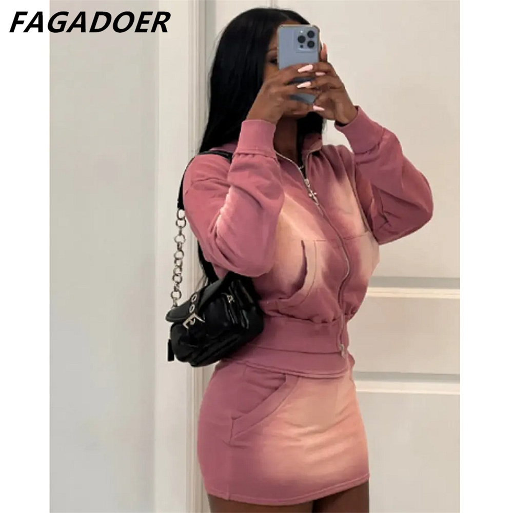 FAGADOER Pink Tie Dye Print Tw - Tie Dye Two Piece のレビューと価格