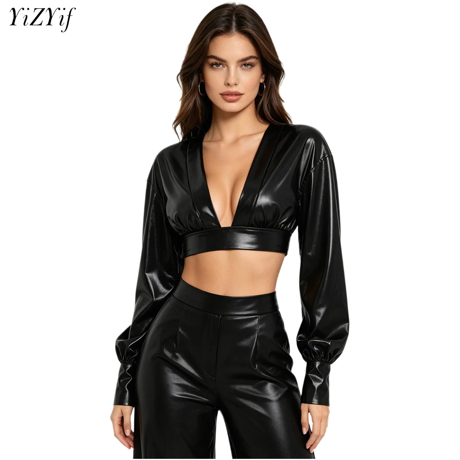 Womens Y2K Metallic Shiny Hip  - Women Top Fashion のレビューと価格